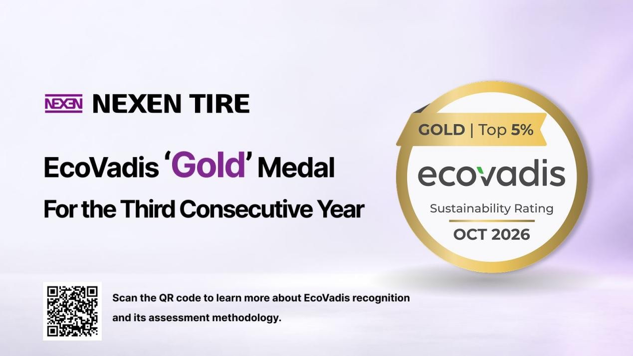 耐克森轮胎连续第三年荣获 EcoVadis 可持续发展评级金牌