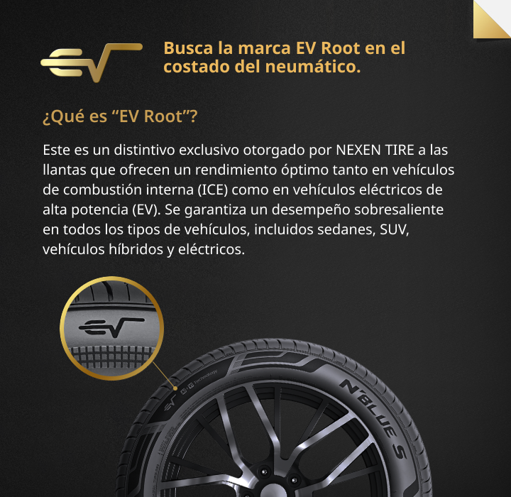 Busca la marca EV Root en  el costado del neumático.